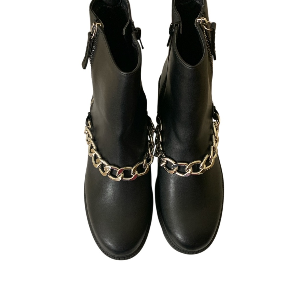 Dolce Vita Black Ankle Boots with Silver Chain